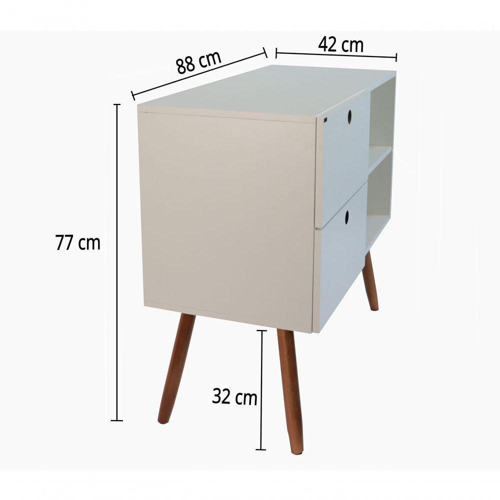 Aparador 02 Gavetas 1 Nicho Com Pés Palito Sal Rosa - Mdf Arauco - 6