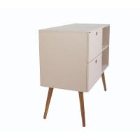 Aparador 02 Gavetas 1 Nicho Com Pés Palito Sal Rosa - Mdf Arauco