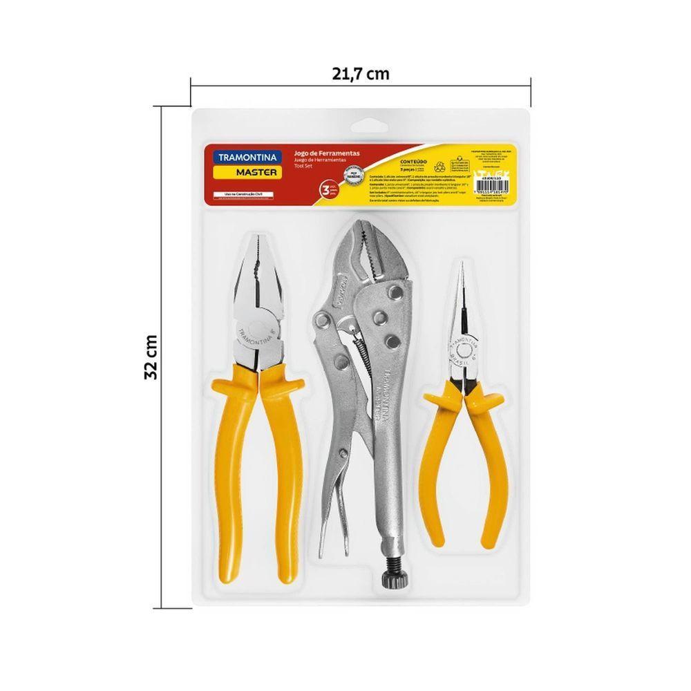 Kit De Ferramentas Com Alicate De Pressão 10" Alicate Universal 8" E Alicate Bico Meia Ca - 2