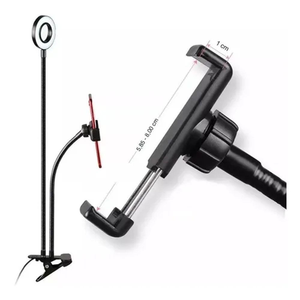 Iluminador Ring Light Suporte Celular Articulado Mesa Live Stream Controle - 4
