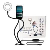 Iluminador Ring Light Suporte Celular Articulado Mesa Live Stream Controle - 1