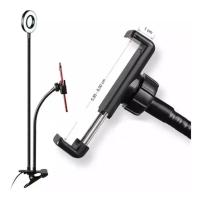 Iluminador Ring Light Suporte Celular Articulado Mesa Live Stream Controle