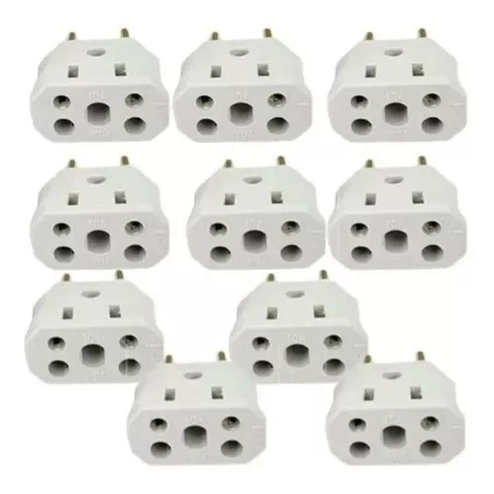 Kit 10 Plug Adaptador De Tomada Bob Esponja 10a-20a 3-2pinos - 1