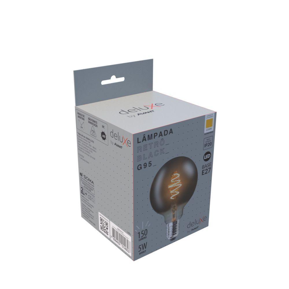 Lâmpada Led Filamento Retrô Black Pêra G95 5w Amarelo 2200k - 3