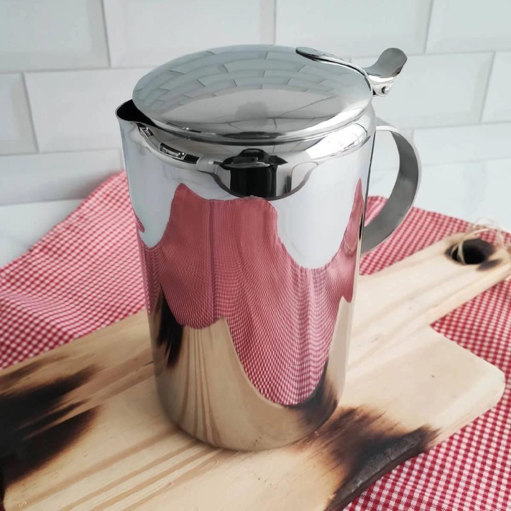 Bule Aço Inox Com Alça Tampa Grande 1,2 Litros Leite Café Fervedor Leiteira Chá água Jarra Serviço - 3