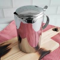 Bule Aço Inox Com Alça Tampa Grande 1,2 Litros Leite Café Fervedor Leiteira Chá água Jarra Serviço - 3