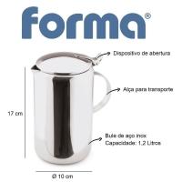 Bule Aço Inox Com Alça Tampa Grande 1,2 Litros Leite Café Fervedor Leiteira Chá água Jarra Serviço - 4