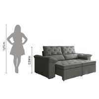 Sofá Retrátil 2 Lugares 1,50m Inglaterra Suede Cinza Selmer Cinza - 3