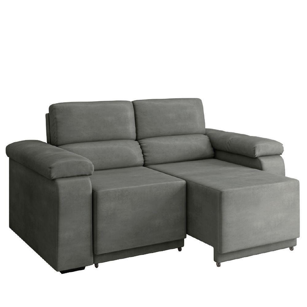 Sofá Desmontável Retrátil 2 Lugares 1,50m Fox Suede Cinza Selmer Cinza - 1