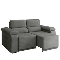Sofá Desmontável Retrátil 2 Lugares 1,50m Fox Suede Cinza Selmer Cinza - 1