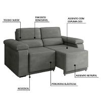 Sofá Desmontável Retrátil 2 Lugares 1,50m Fox Suede Cinza Selmer Cinza