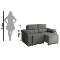 Sofá Desmontável Retrátil 2 Lugares 1,50m Fox Suede Cinza Selmer Cinza - 5
