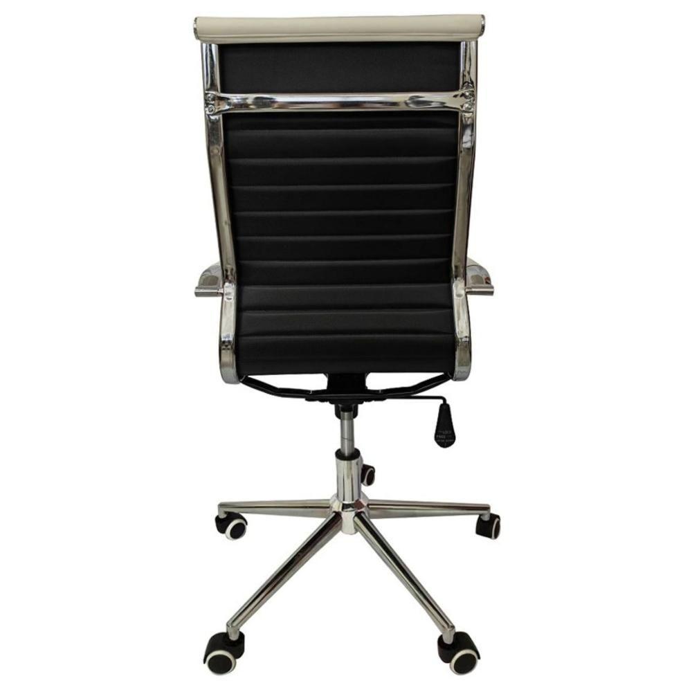 Cadeira Giratória Alta Office Esteirinha Rivatti Em Pu Branco Base Rodízio Cromado - 2