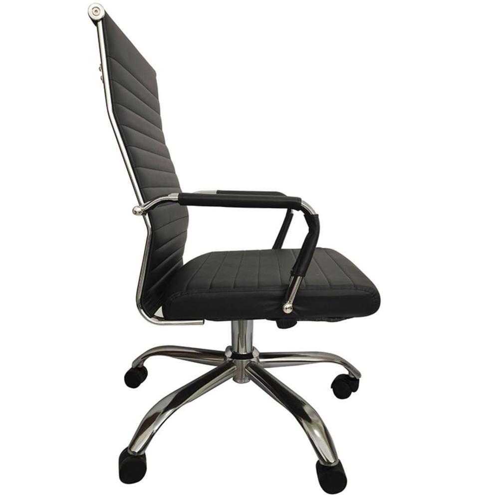 Cadeira Giratória Office Esteirinha Confort Rivatti Em Pu Preta Base Rodízio Cromado - 4