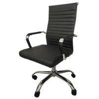 Cadeira Giratória Office Esteirinha Confort Rivatti Em Pu Preta Base Rodízio Cromado - 1