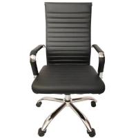 Cadeira Giratória Office Esteirinha Confort Rivatti Em Pu Preta Base Rodízio Cromado - 3