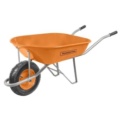 Carrinho De Mão Caçamba Extrafunda Metálica Laranja 80L