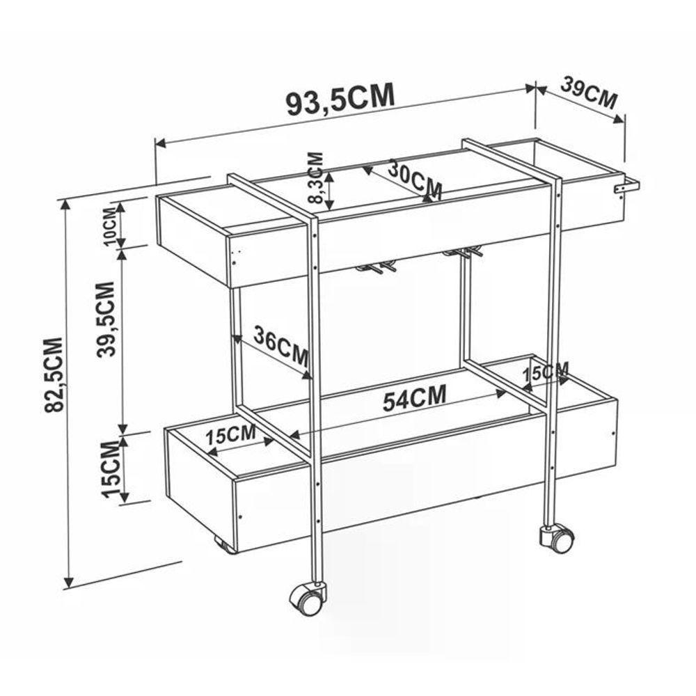 Carrinho Bar 27813 Linha Complementos Preto Vermont - 7
