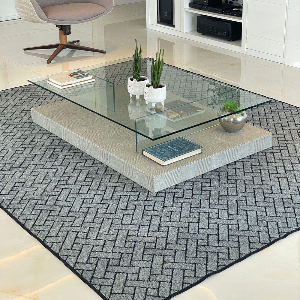 Tapete Carpete Sala Quarto Elegante Trama 1,50 X 2,00 Cinza - 1