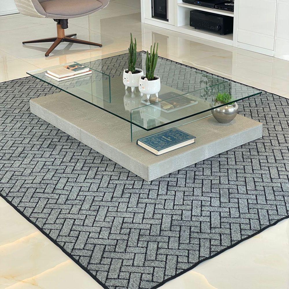 Tapete Carpete Sala Quarto Elegante Trama 1,50 X 2,00 Cinza - 3