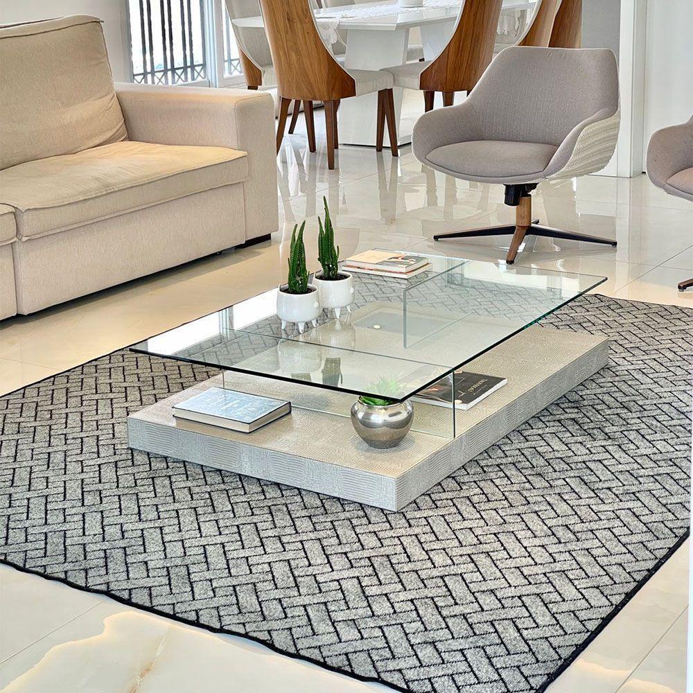 Tapete Carpete Sala Quarto Elegante Trama 1,50 X 2,00 Cinza - 6