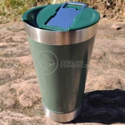 Copo Térmico C/ Tampa E Abridor 473Ml Inox - Verde