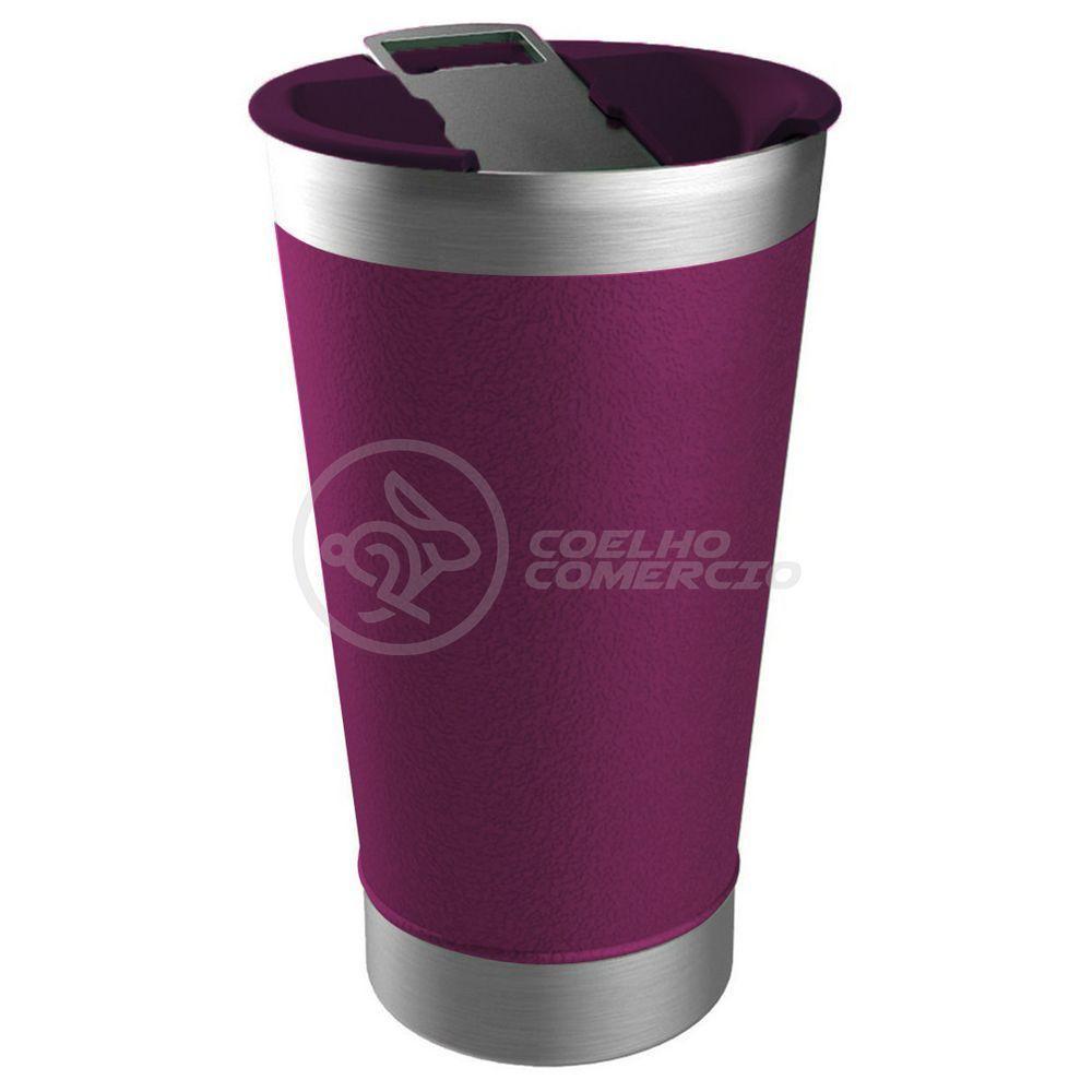 Copo Térmico C/ Tampa E Abridor 473Ml Inox - Roxo - 6