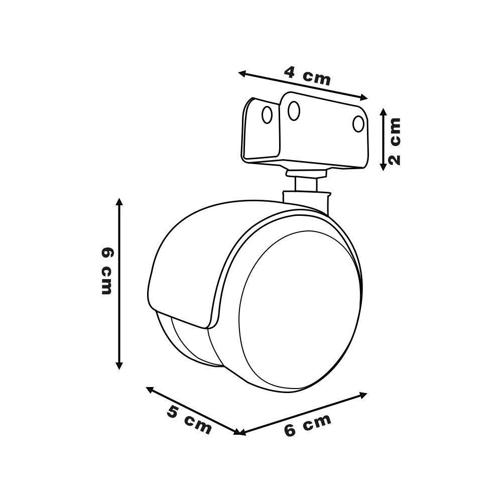 Kit 11 Rodízios Para Móveis Com Chapa U Sem Trava - 5