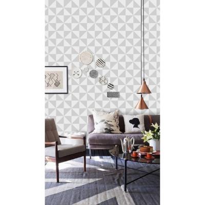 Papel De Parede Cu87403 Cinza Geométrico 053x10m