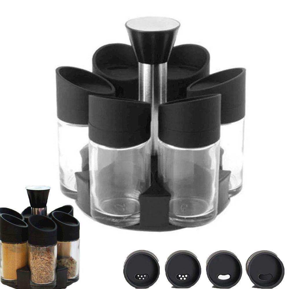 Porta Condimentos 6 Peças Temperos Suporte Giratorio - 1