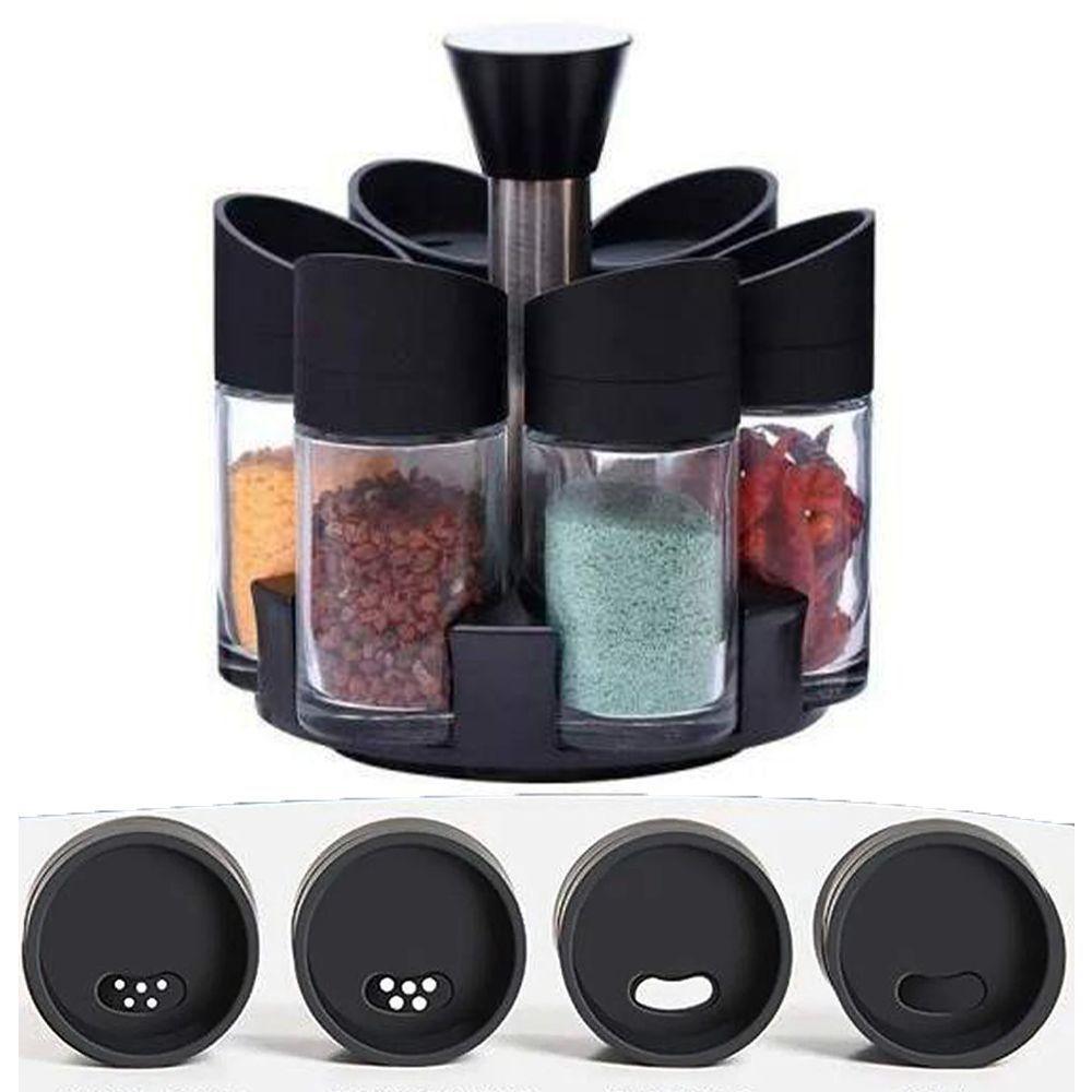 Porta Condimentos 6 Peças Temperos Suporte Giratorio - 9