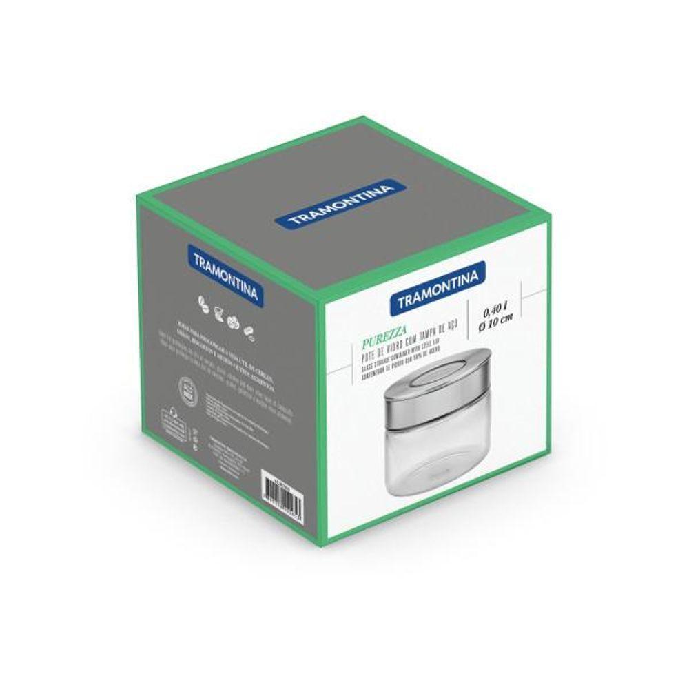 Pote De Vidro Tramontina Purezza Tampa De Inox 10 Cm 0,4 L - 10