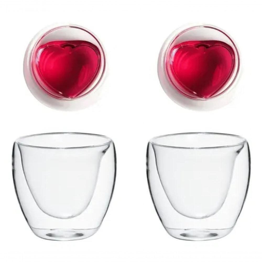 Jogo De Copo Coração Parede Dupla 2 Peças 80 Ml - Mimo - 1