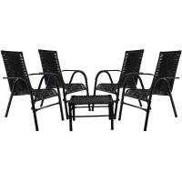 Conjunto Cadeiras Mesa De Centro Bela Preta Edícula - 1