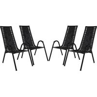 Conjunto Cadeiras Canadá Artesanal, Varanda Edícula Preta - 1