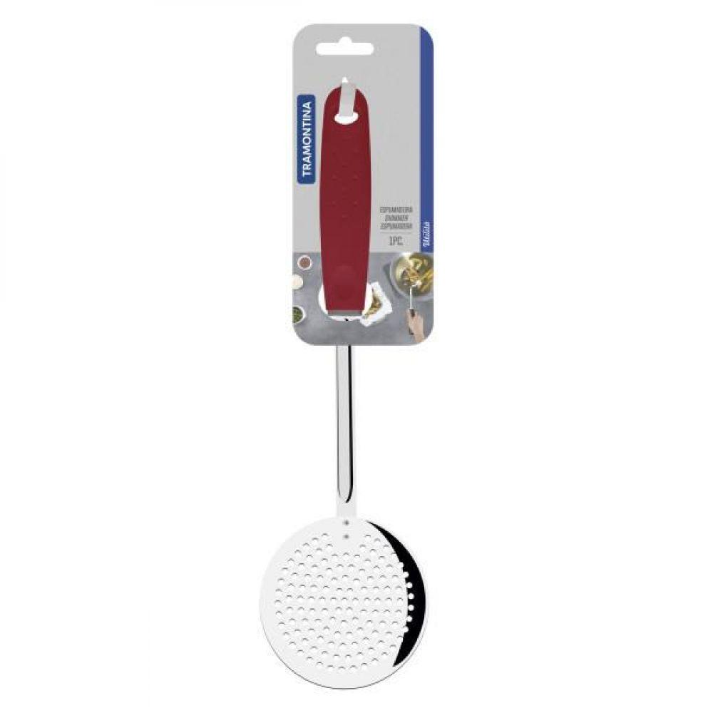 Espumadeira Tramontina Utilitá em Aço Inox com Cabo Vermelho - 2
