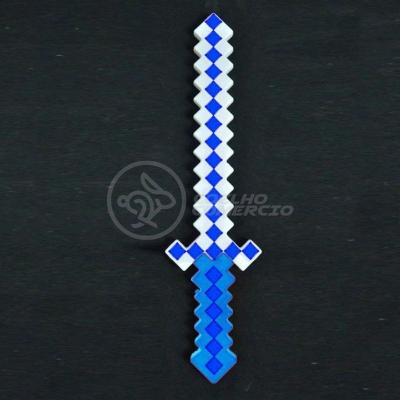 Kit Brinquedo Espada Pixel Minecraft 58cm C/Som Luz+3 Pilhas