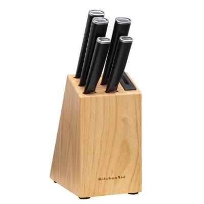 Conjunto De 5 Facas Laminadas Com Cepo Em Madeira Kitchenaid