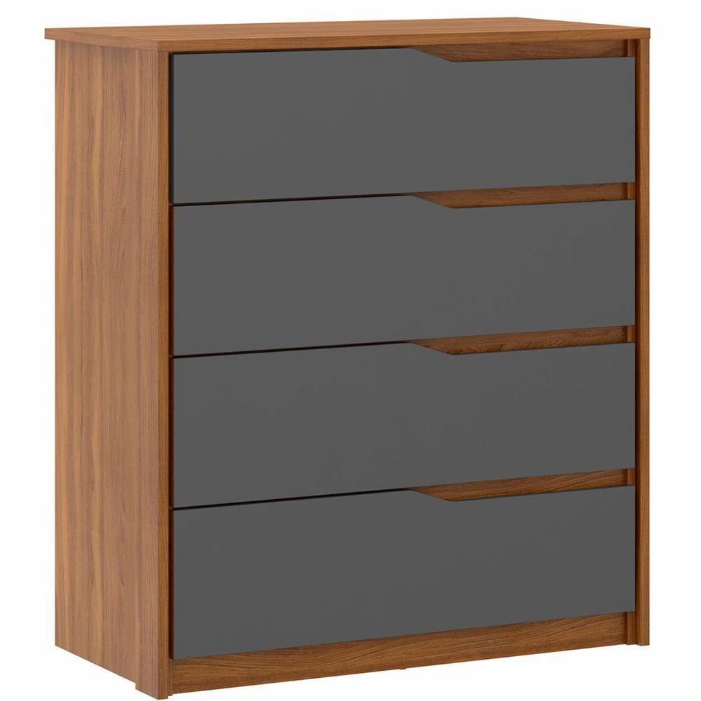 Cômoda Aria 4 Gavetas Amêndola-grafito - 1