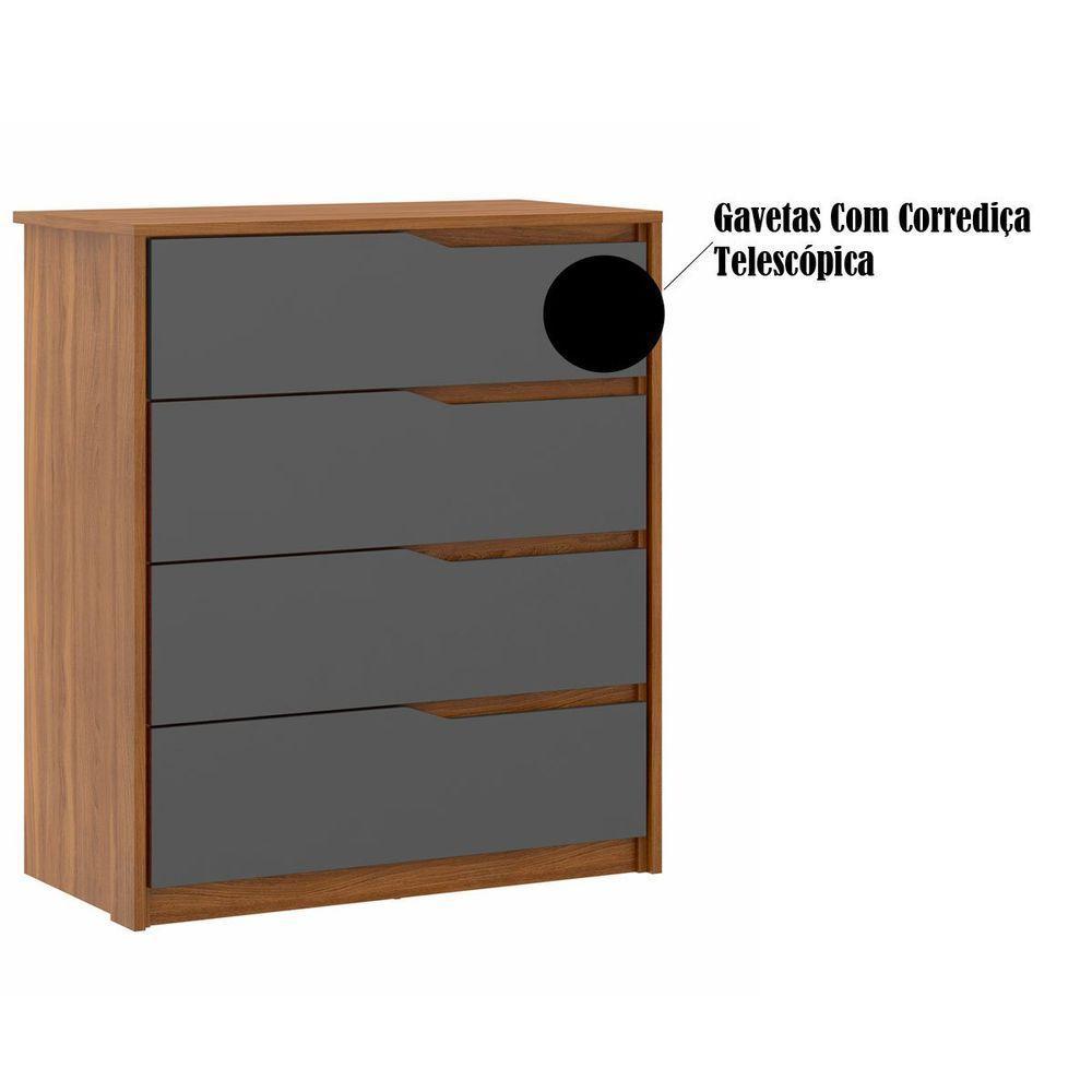 Cômoda Aria 4 Gavetas Amêndola-grafito - 3