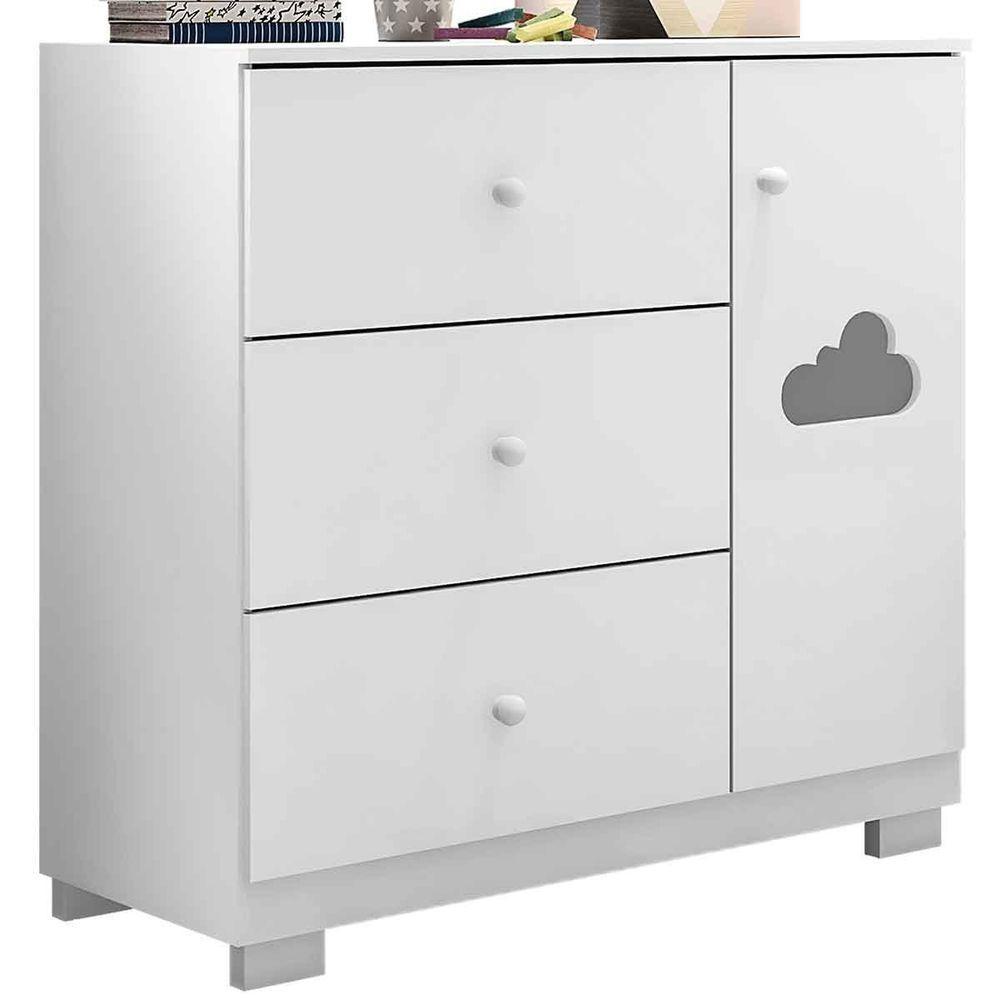 Cômoda Sapateira Infantil Ava 1 Porta E 3 Gavetas Branco - 1