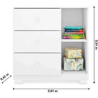 Cômoda Sapateira Infantil Ava 1 Porta E 3 Gavetas Branco - 3