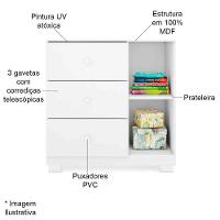 Cômoda Sapateira Infantil Ava 1 Porta E 3 Gavetas Branco - 4