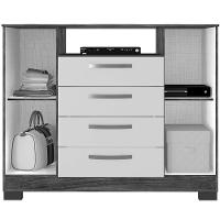 Cômoda Rack Madri 2 Portas 4 Gavetas - Casa Chick Carvalho Americano-grafite - 3