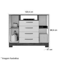 Cômoda Rack Madri 2 Portas 4 Gavetas - Casa Chick Carvalho Americano-grafite