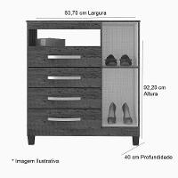 Cômoda Sapateira Cannes 4 Gavetas 1 Porta Carvalho Americano-off White - 2