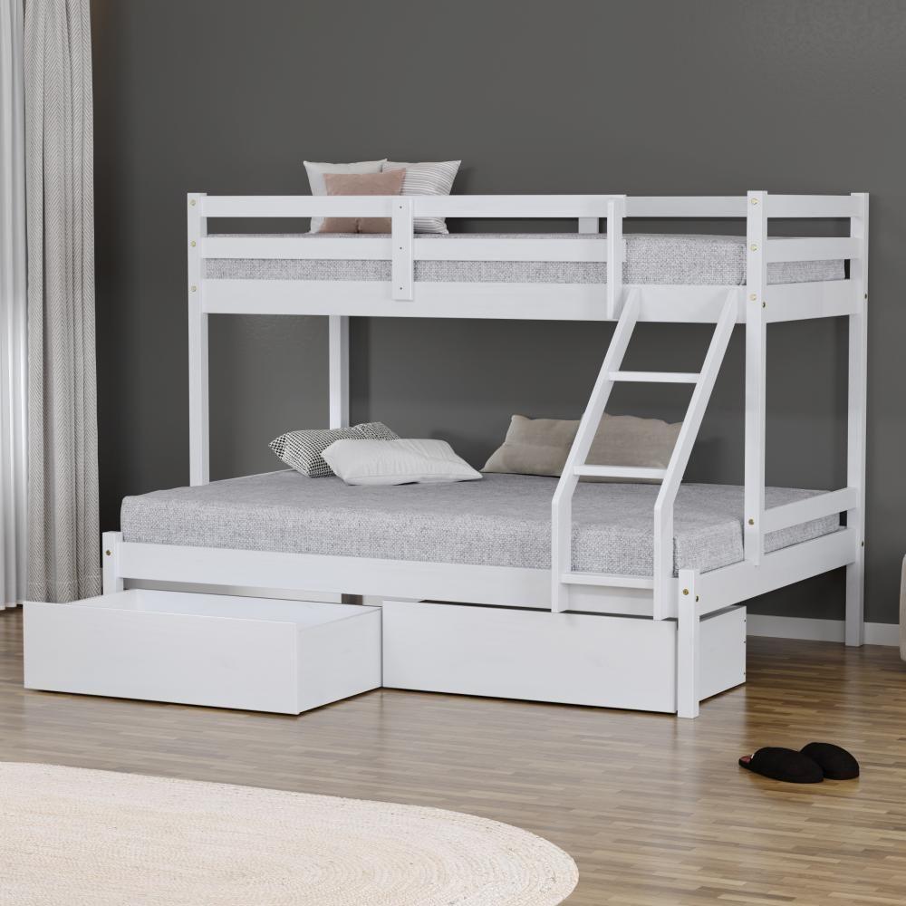 Beliche Com Cama Casal Slim Rb Com 02 Gavetas Madeira Maciça Branco Housin - 1