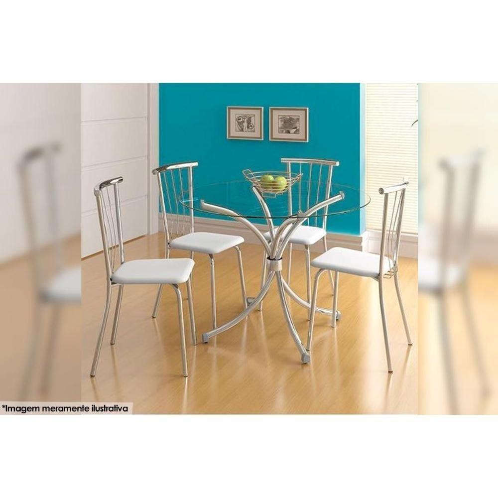 Cadeira Sala de Jantar 154 Aço Kit 2 Uni Prata - Assento Courano Preto - Carraro - 2