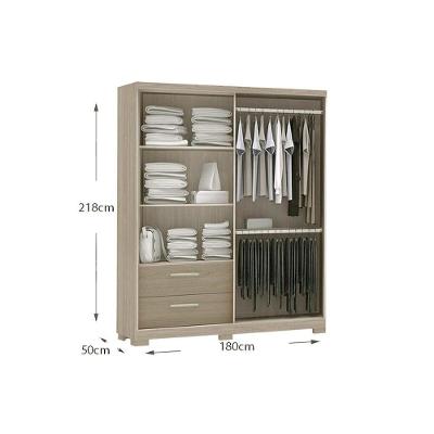 Guarda Roupa Solteiro C533 3 Portas de Correr 2 Gavetas Cor Branco MDF-MDP Kappesberg
