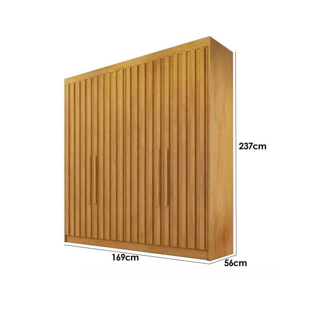 Guarda Roupa Solteiro 4 Portas Ripadas e 3 Gavetas Potente Peroba - Europa - 4